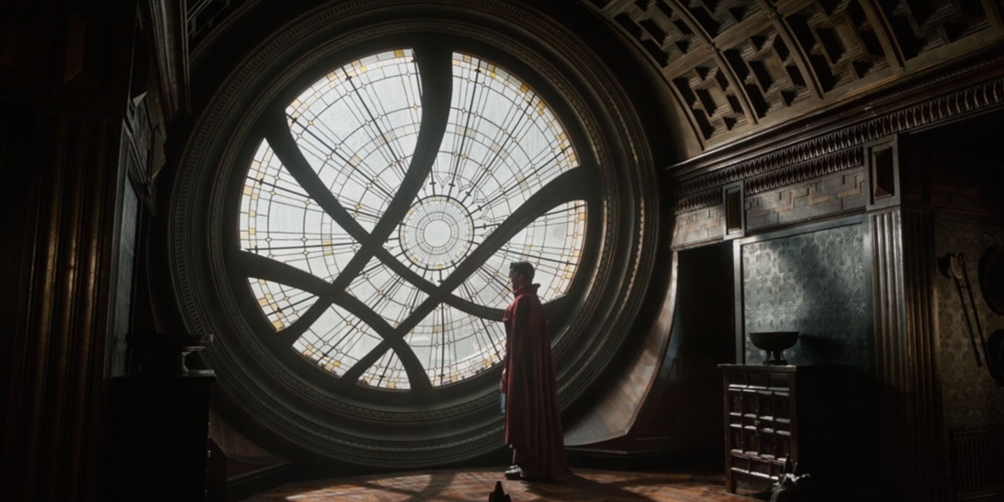 Doctor Strange staring out the window of the Sanctum Sanctorum in Doctor Strange