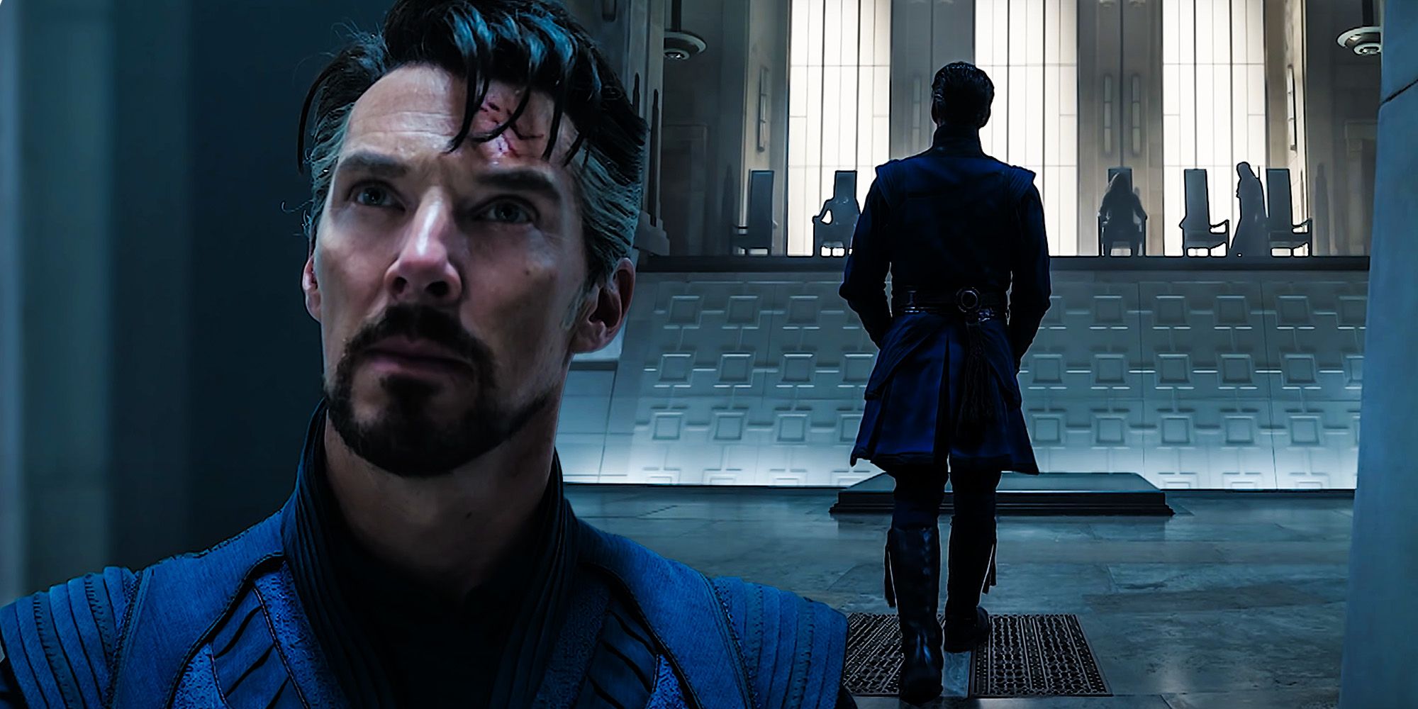 Doctor Strange looking at the Illuminati in Multiverse of Madness