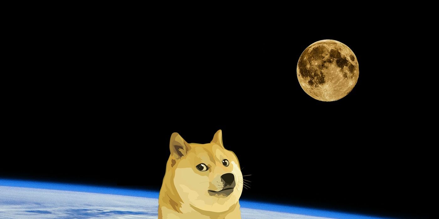 Dogecoin in space near moon