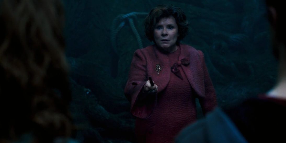 Dolores Umbridge threatening Hermione and Harry Potter in the Order of the Phoenix 