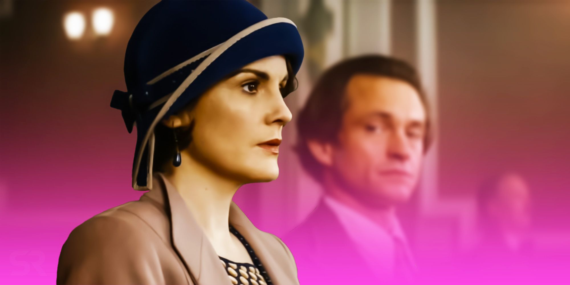 Mary looks on stoically in a custom image from Downton Abbey A New Era