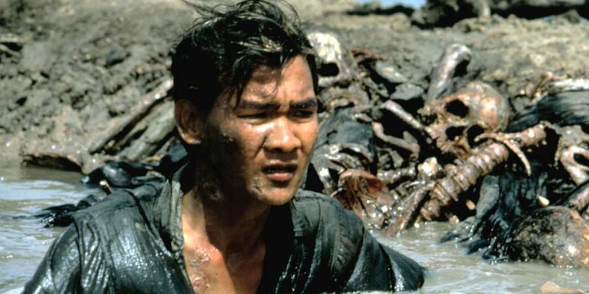 Dr. Haing S. Ngor as Dith Pran treading water in The Killing Fields