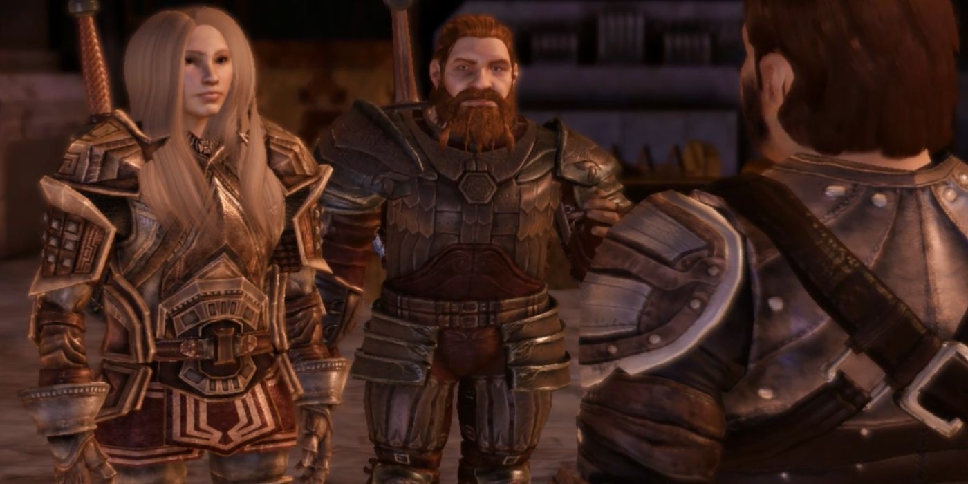 Two dwarves in Dragon Age: Origins.