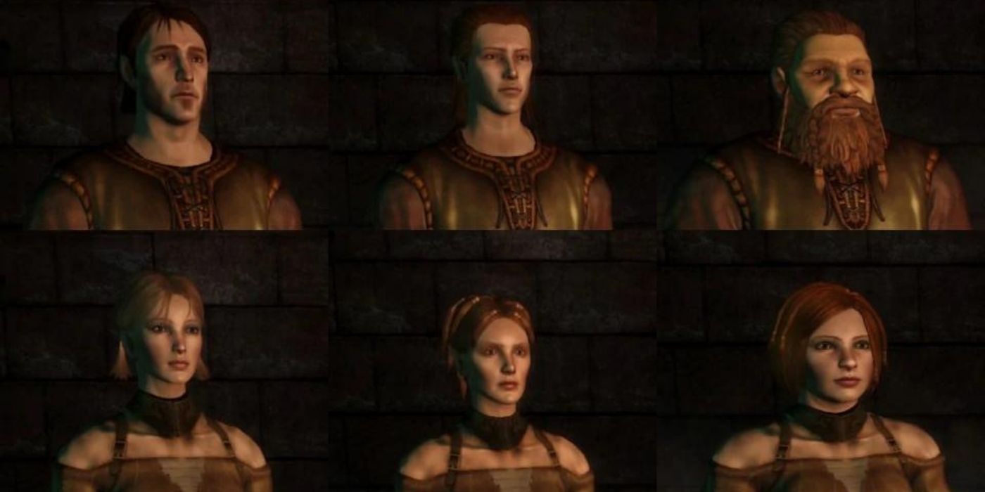 Possible skins for the Warden in Dragon Age: Origins.