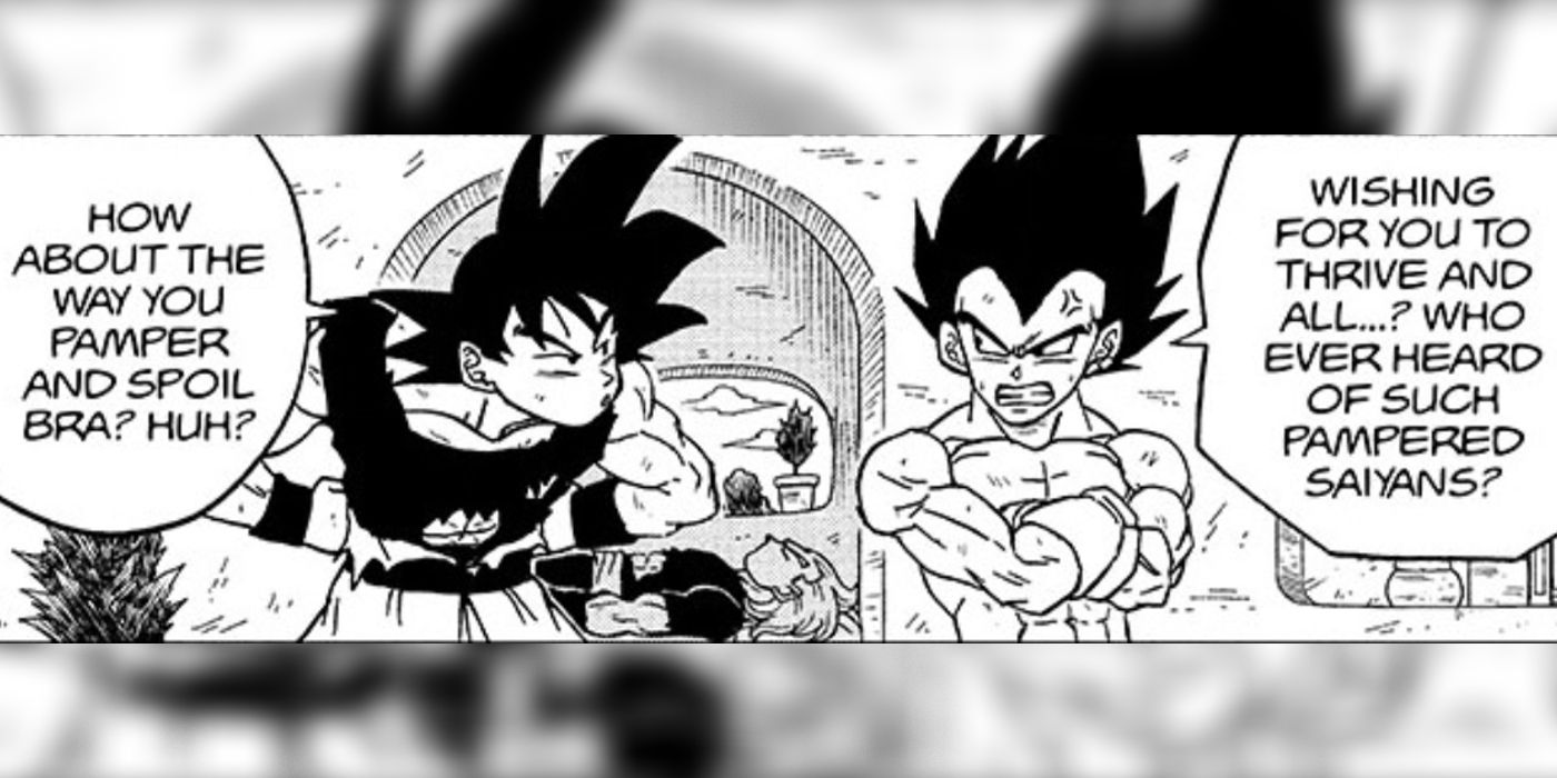Goku and Vegeta trade barbs in Dragon Ball Super.