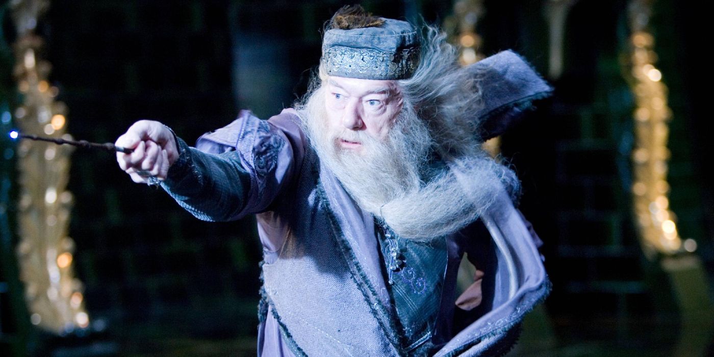 Dumbledore with Elder Wand in Harry Potter