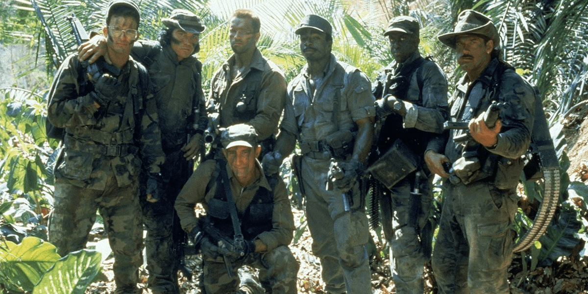 Dutch with his team in the jungle in Predator