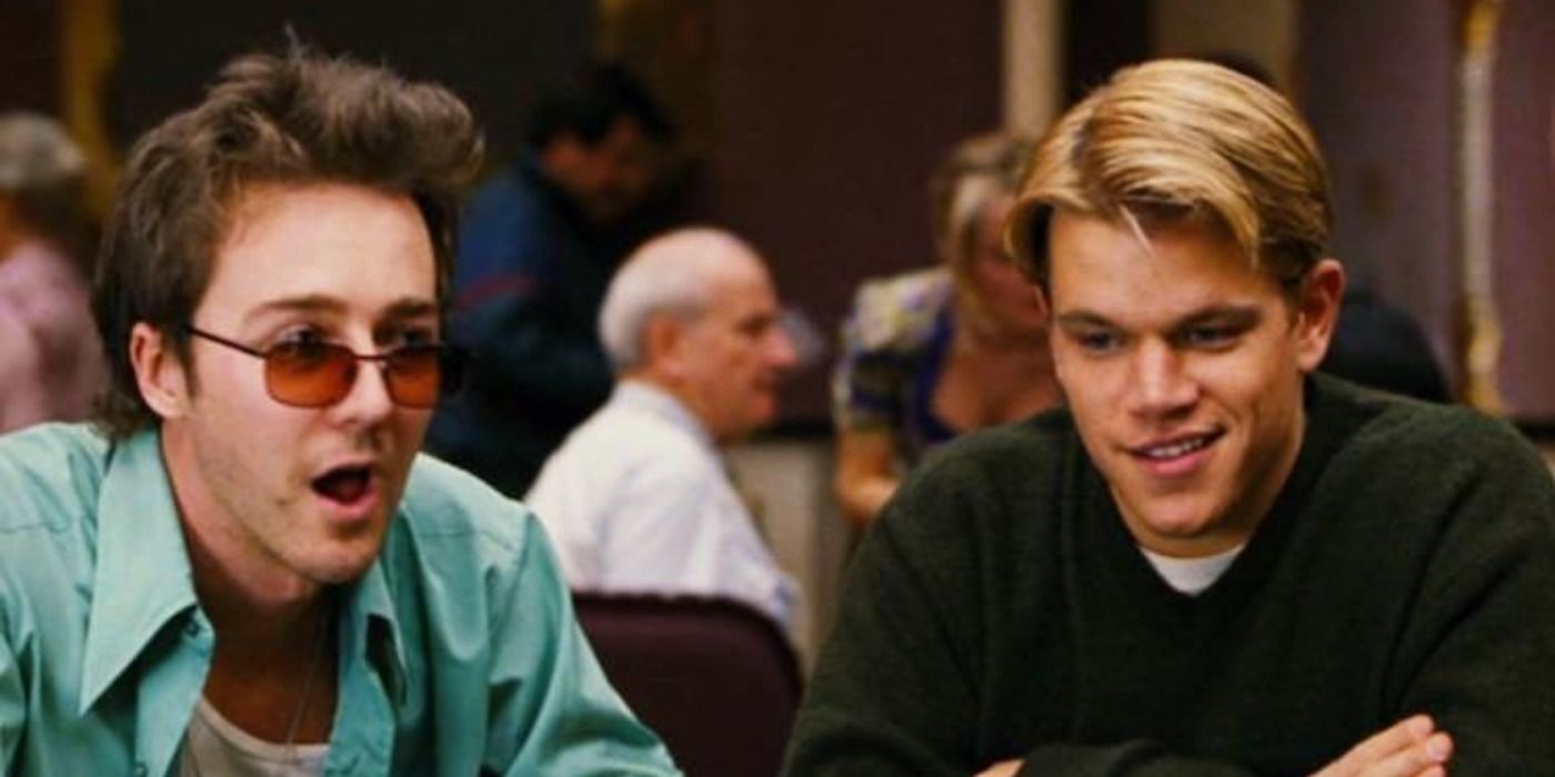 Edward Norton e Matt Damon jogando pôquer em Rounders