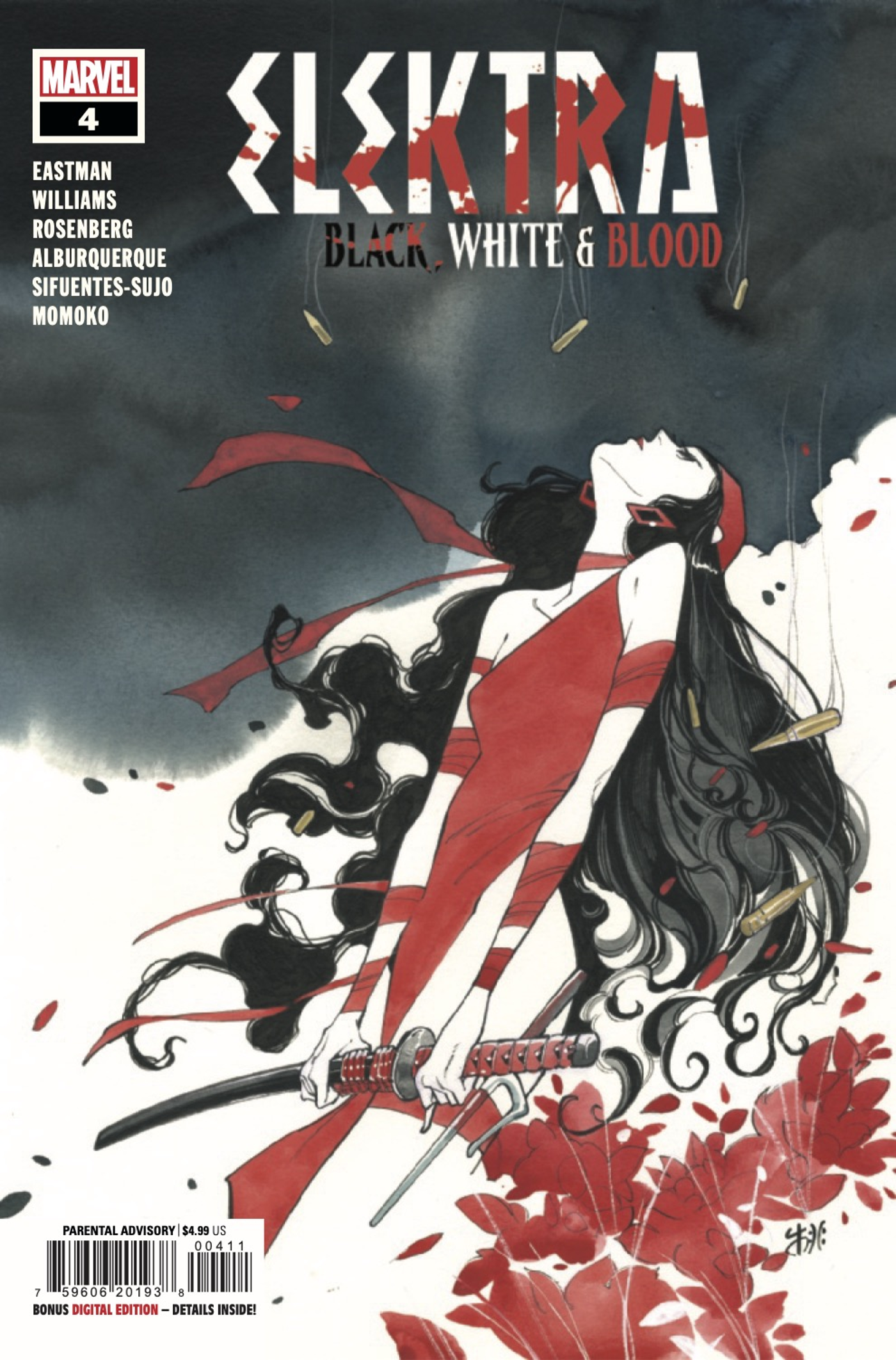 Elektra black white blood #4 cover