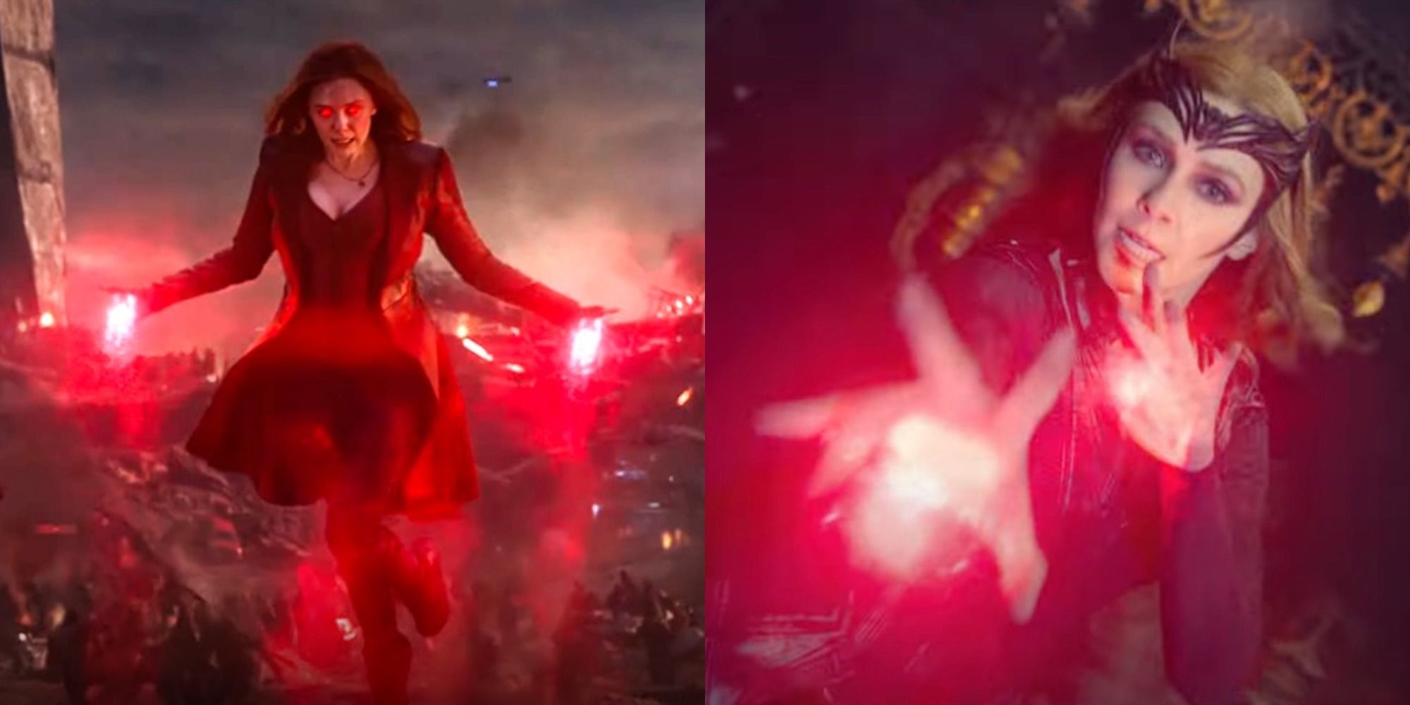 Elizabeth Olsen as Scarlet Witch in Avengers Endgame and Doctor Strange in the Multiverse of Madness