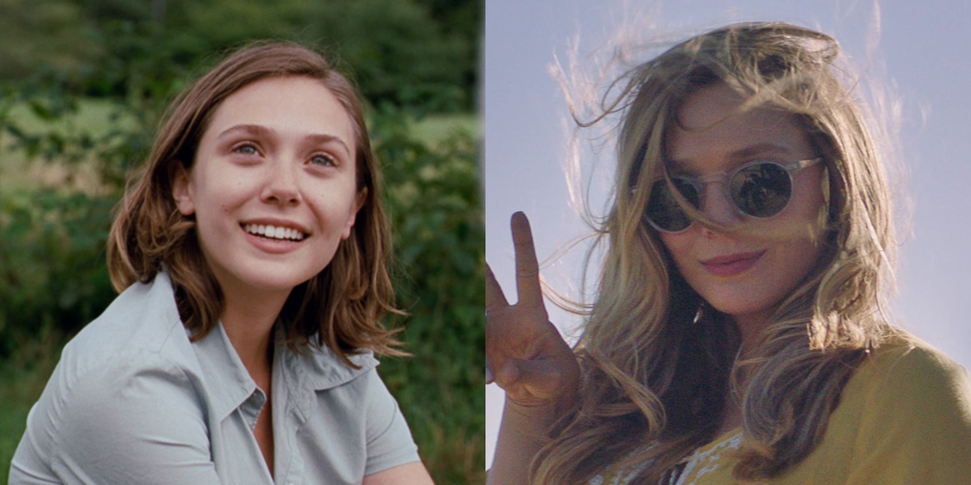 Split image showing Elizabeth Olsen in Martha Marcy May Marlene and Ingrid Goes West.
