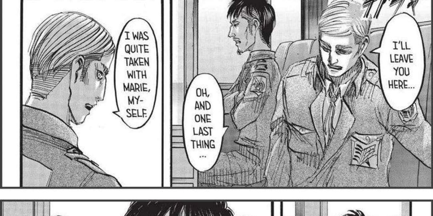 Erwin talking to Nile in the Attack on Titan manga