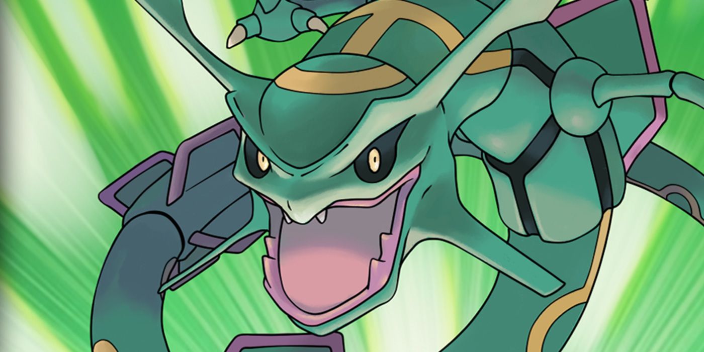 Box art for Pokémon Emerald, featuring Rayquaza.