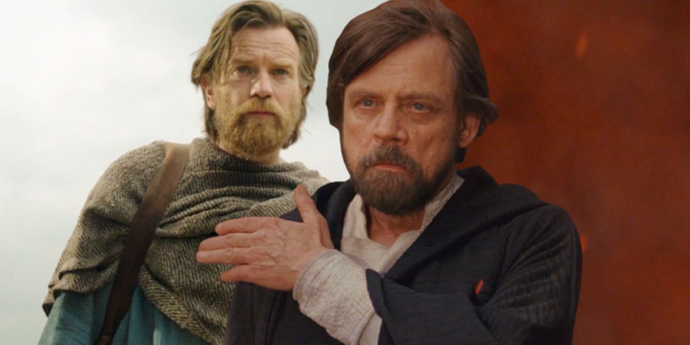 Ewan McGregor in Obi-Wan Kenobi and Mark Hamill as Luke in The Last Jedi