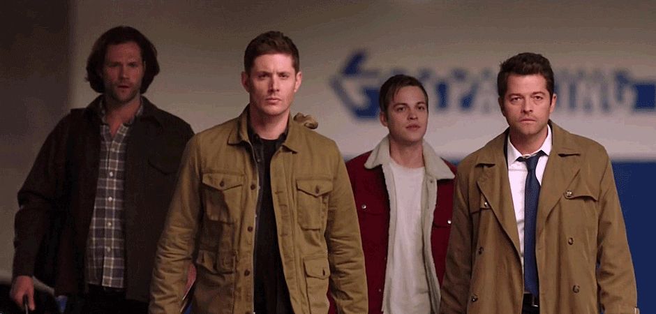Sam, Dean, Jack, and Castiel