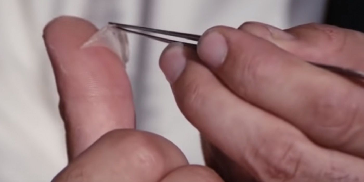 Closeup of the fake thumbprint used by James Bond in Diamonds Are Forever