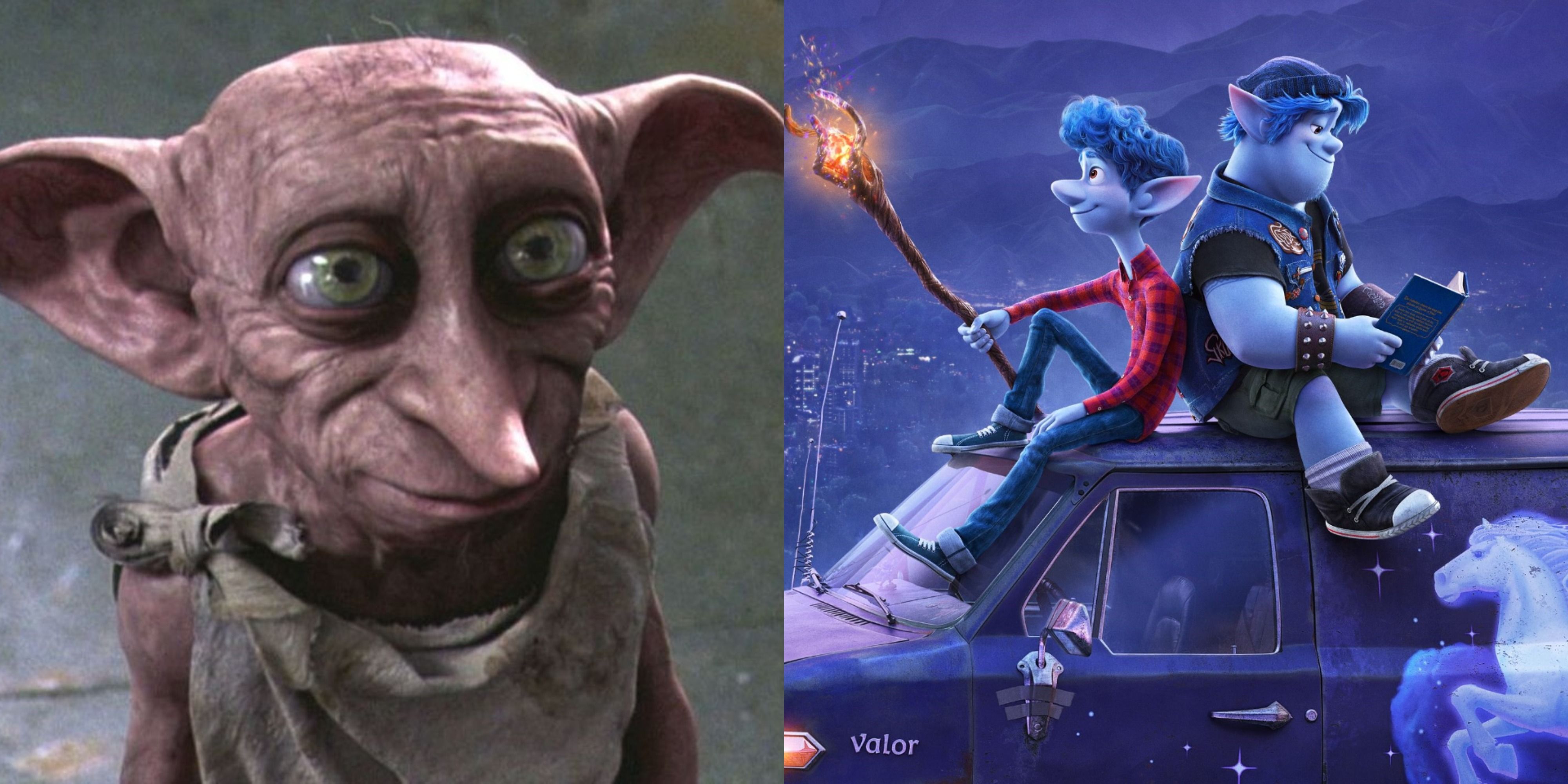 Featured image Dobby from Harry Potter and the main characters of Onward