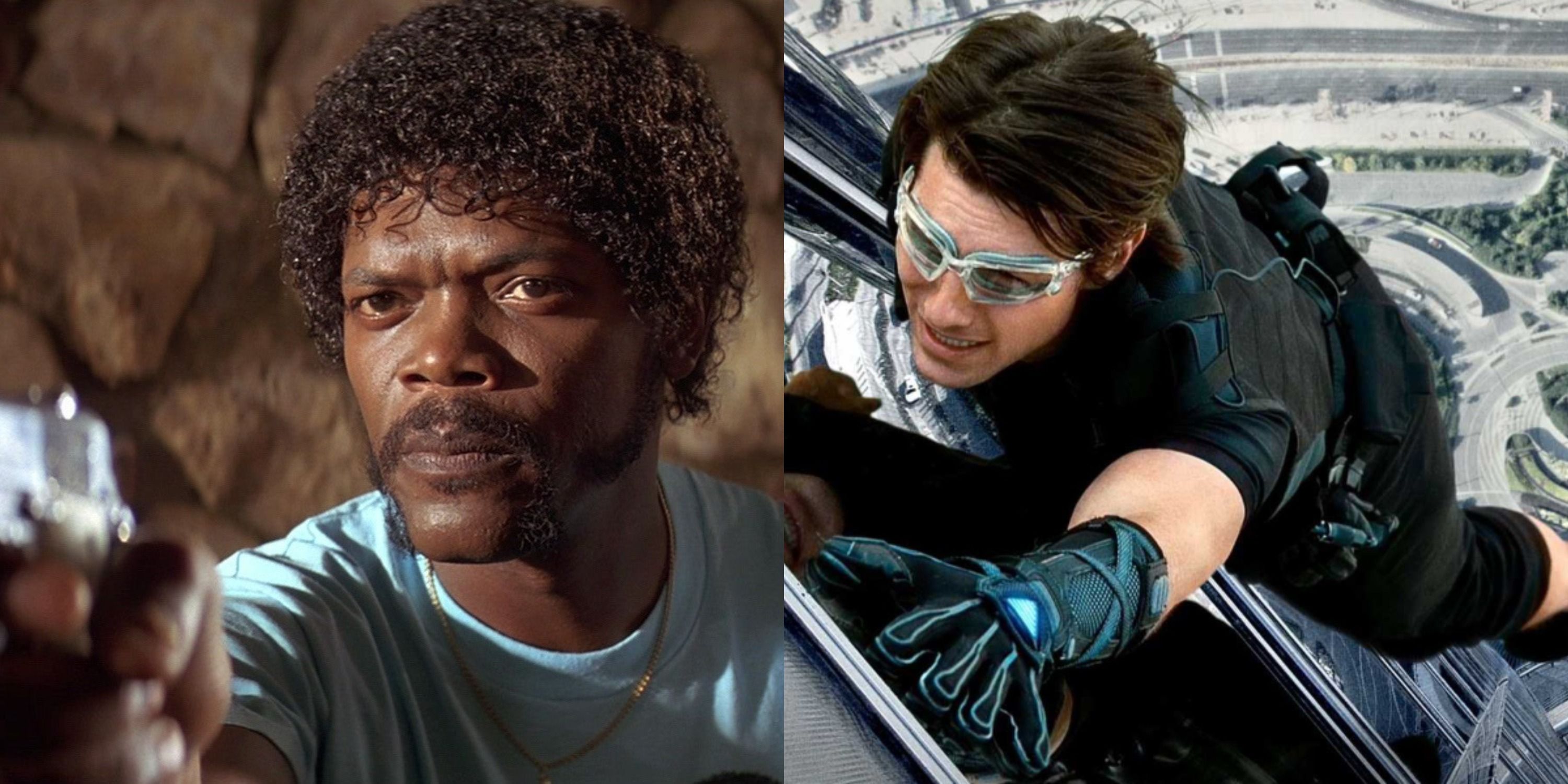 Featured image Samuel L Jackson in Pulp Fiction and Tom Cruise hanging from a building in the Mission Impossible franchise