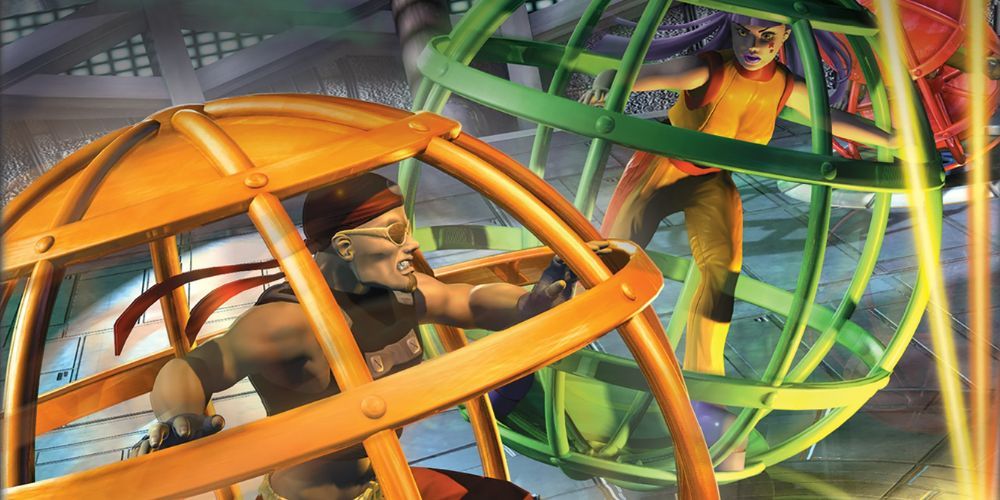 Two players duke it out in Fusion Frenzy&rsquo;s famous ball cages