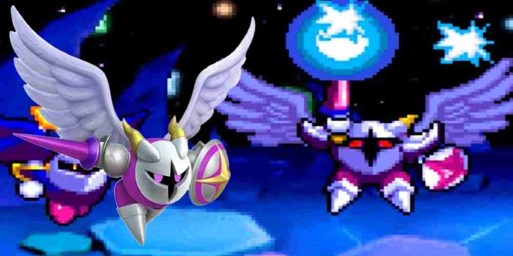 Meta Knight faces off with the scary Galacta Knight at the end of the universe.