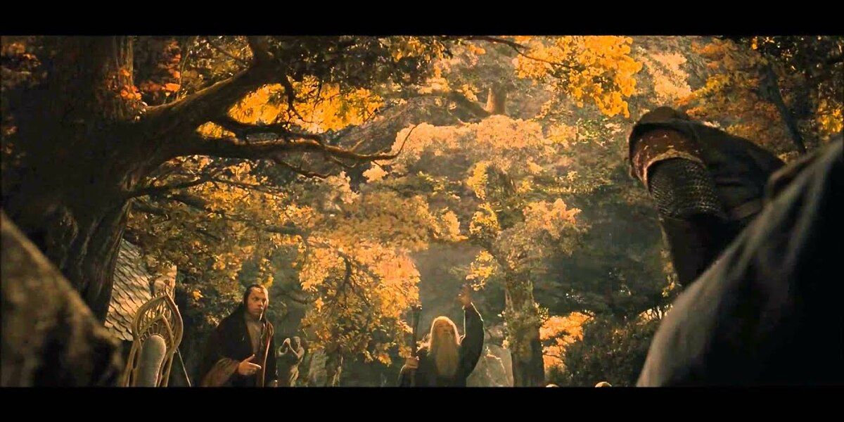 Gandalf speaks in Black Speech at the Council of Elrond