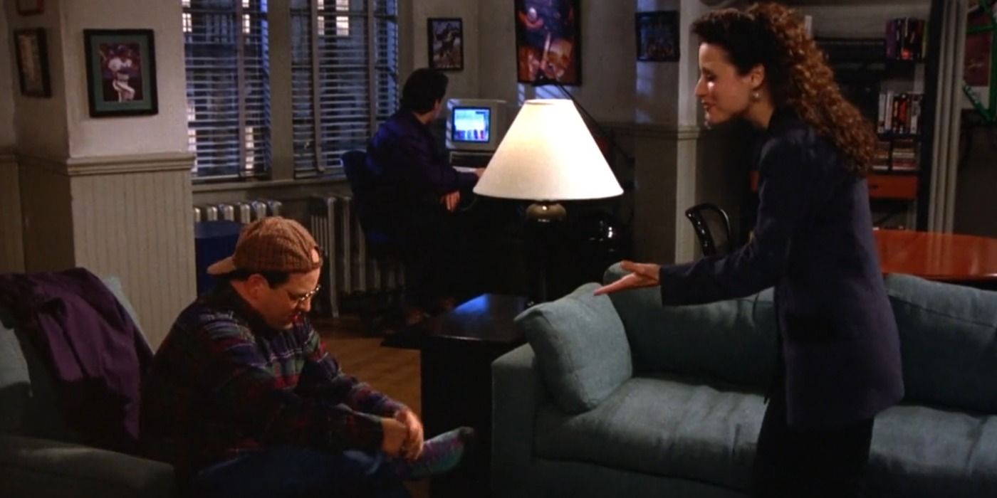 George and Elaine hanging at Jerry's apartment in Seinfeld