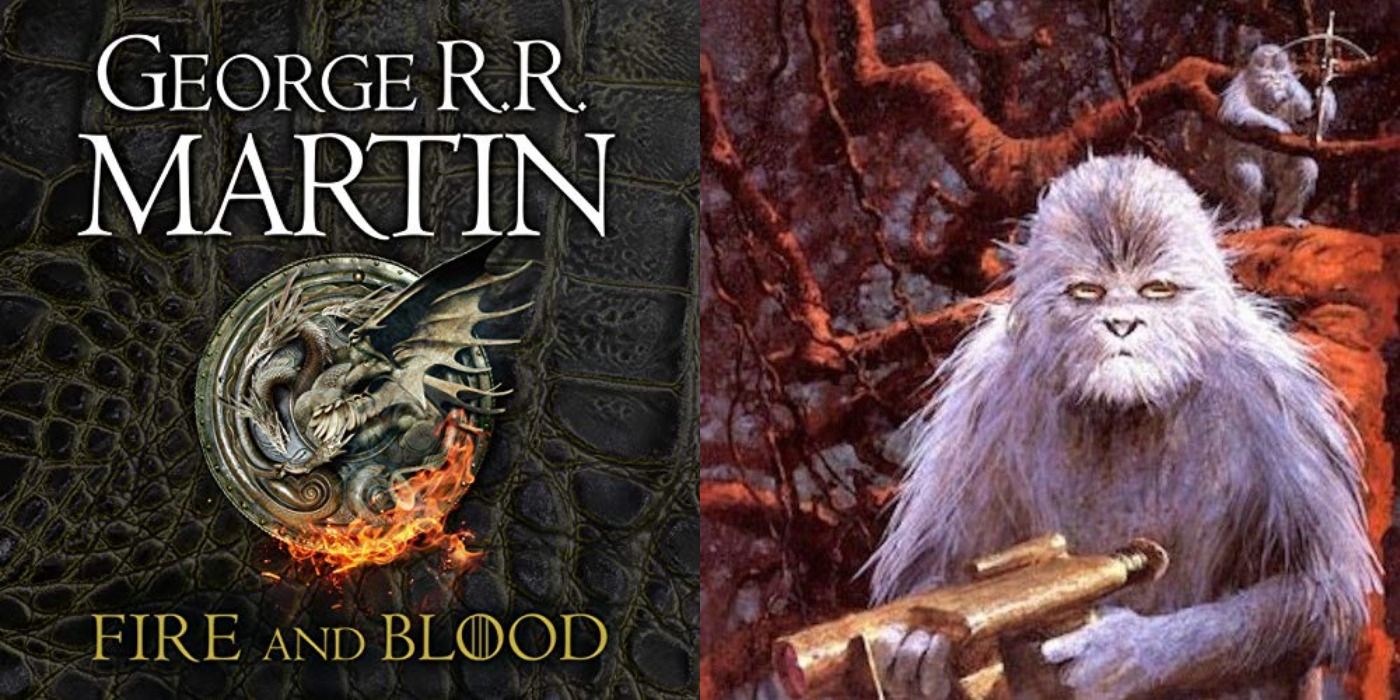 Split image showing covers for the novel Fire & Blood and the short story And Seven Times Never Kill Man.