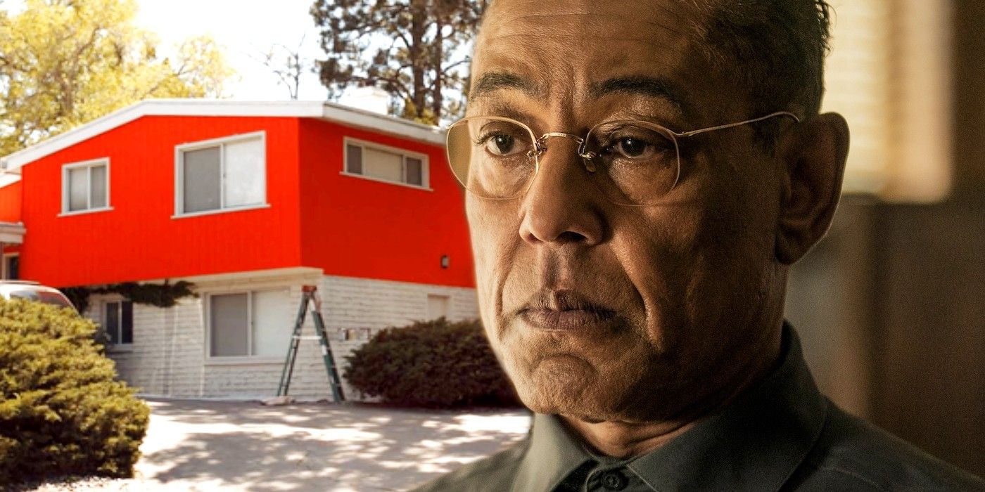 Giancarlo Esposito as Gus Fring and red house in Better Call Saul
