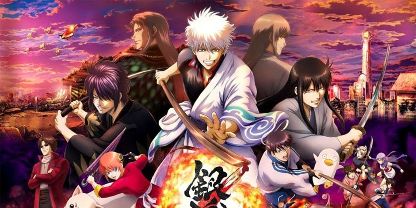 Gintoki with the rest of Gintama: The Final's main cast in key art.