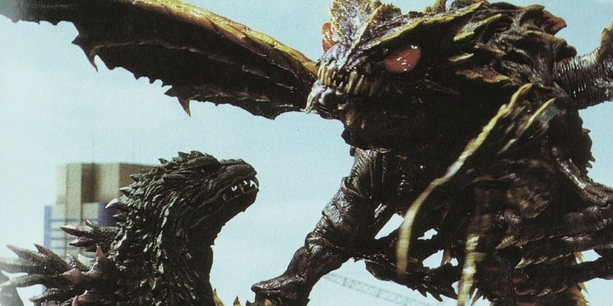 Godzilla grapples with Megaguirus