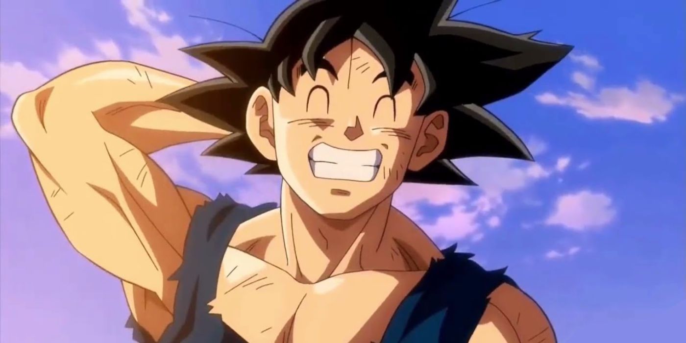 Goku smiling sheepishly in Dragon Ball.