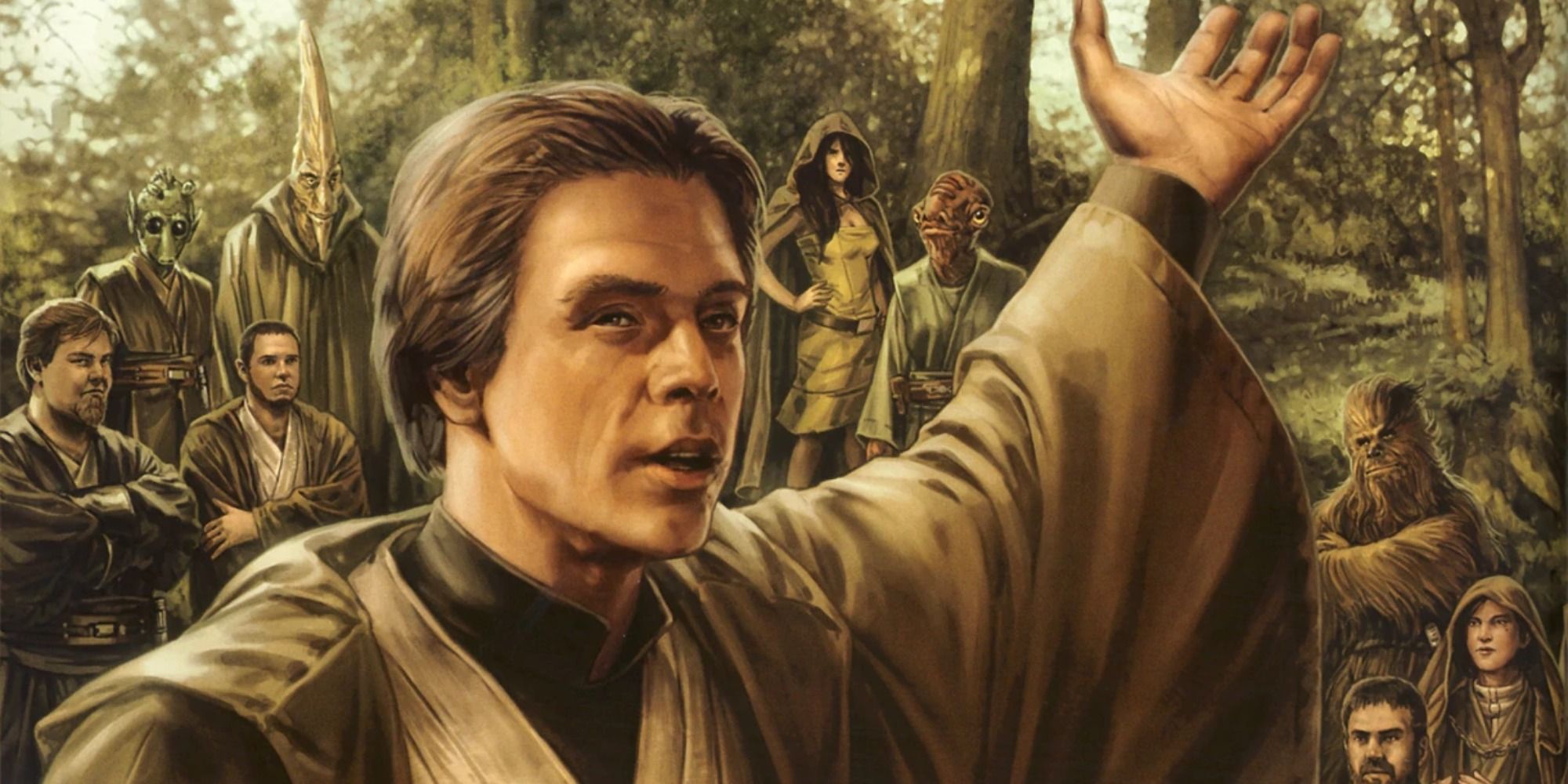 Grão-Mestre Luke Skywalker treina Jedi em Star Wars Legends.