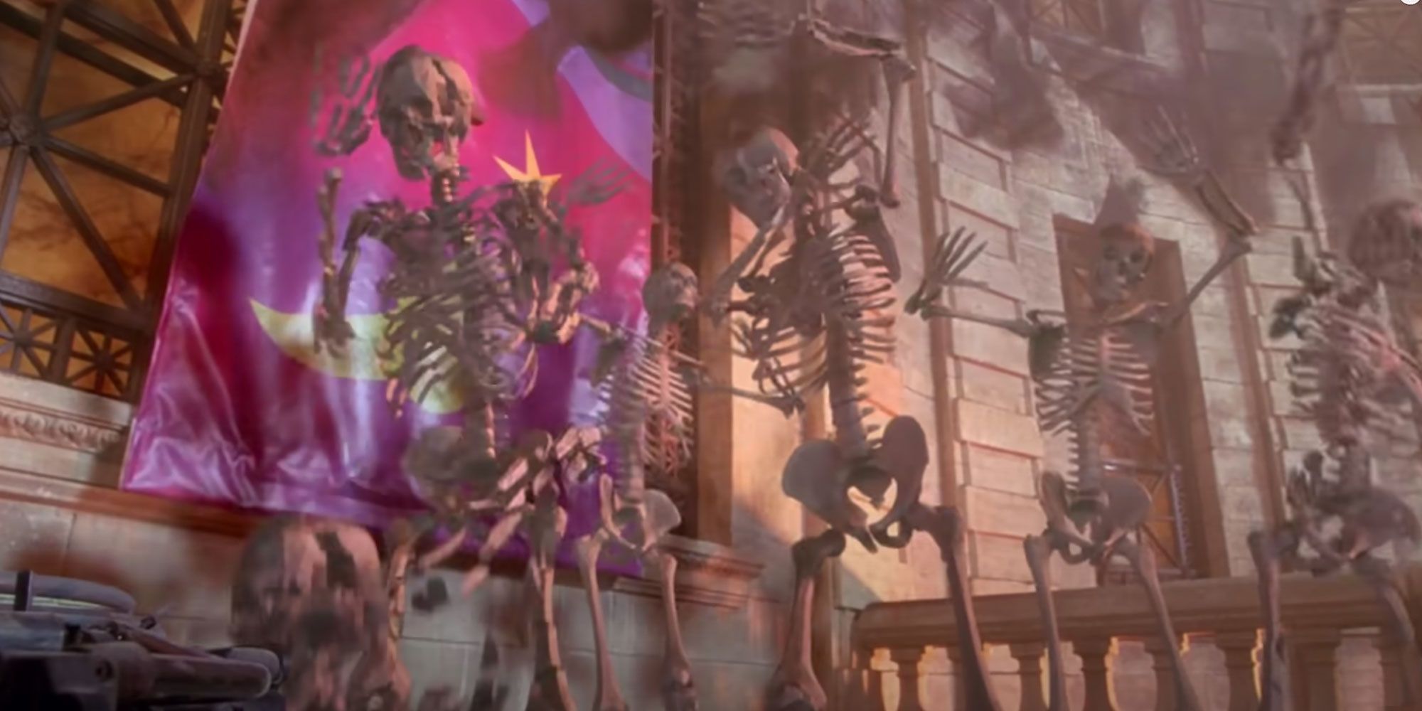 An image of skeletons collapsing in Spider-Man