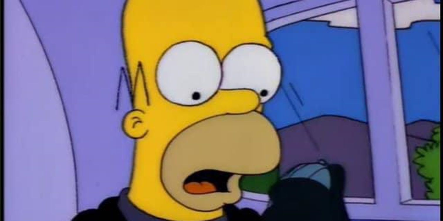 Homer drives the monorail in The Simpsons