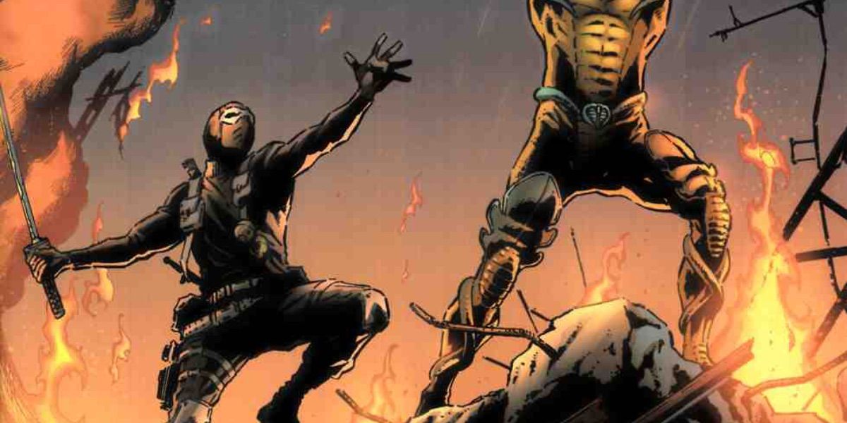 Snake Eyes reaches out on the battlefield from G.I. Joe Comics 