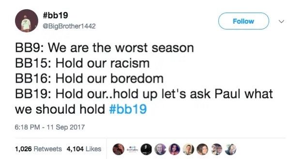 Tweet joking about the worst parts of each season, from straight up racism to bad gameplay