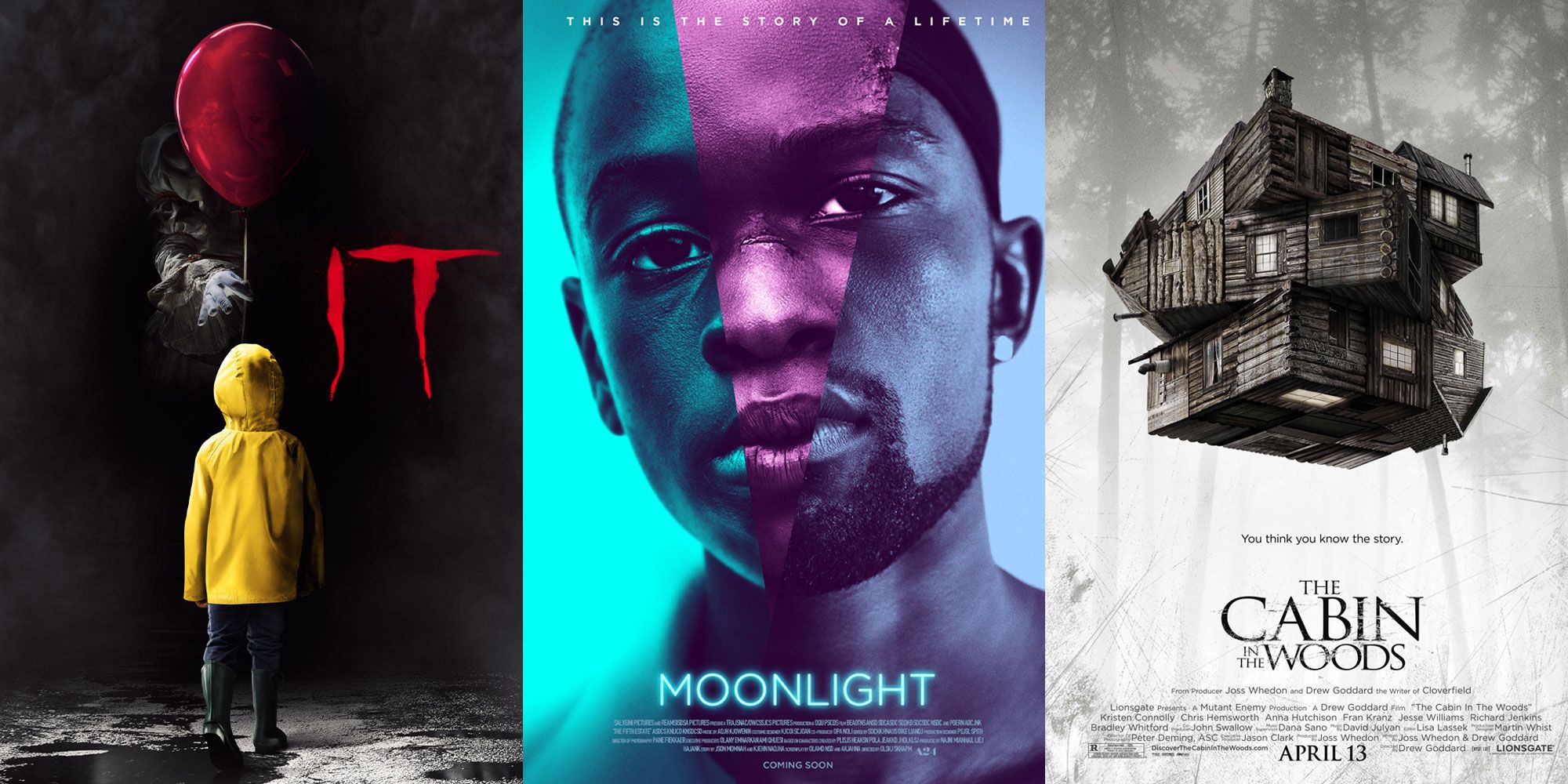 Three side by side images of movie posters from the 2010s.
