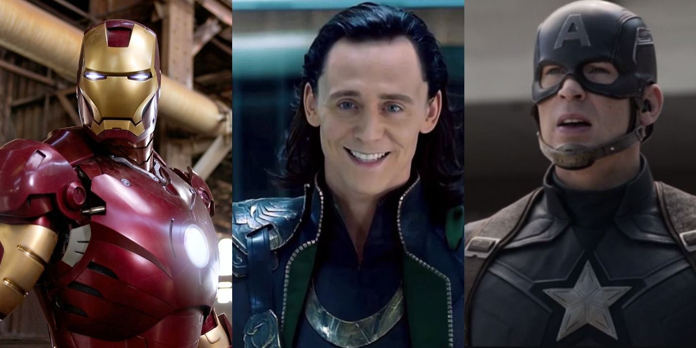 Split image: Iron Man, Loki, and Captain America