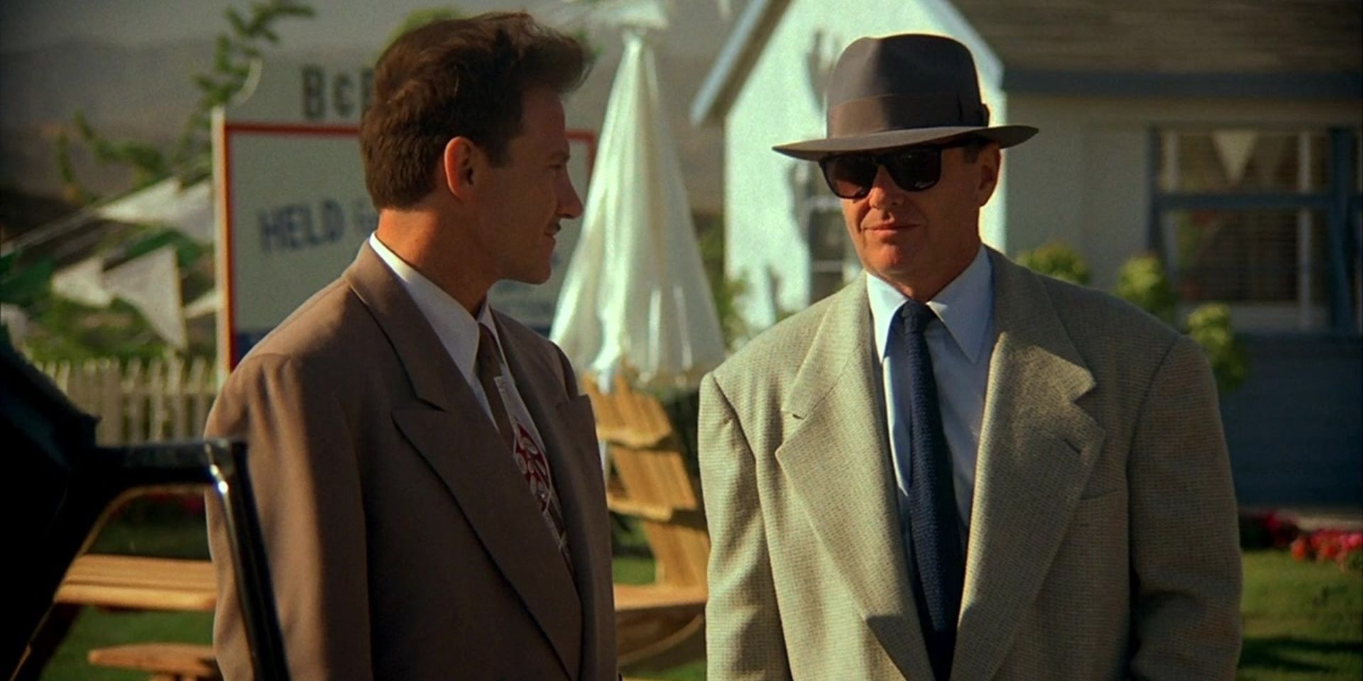Jack Nicholson looking at Harvey Keitel in The Two Jakes 