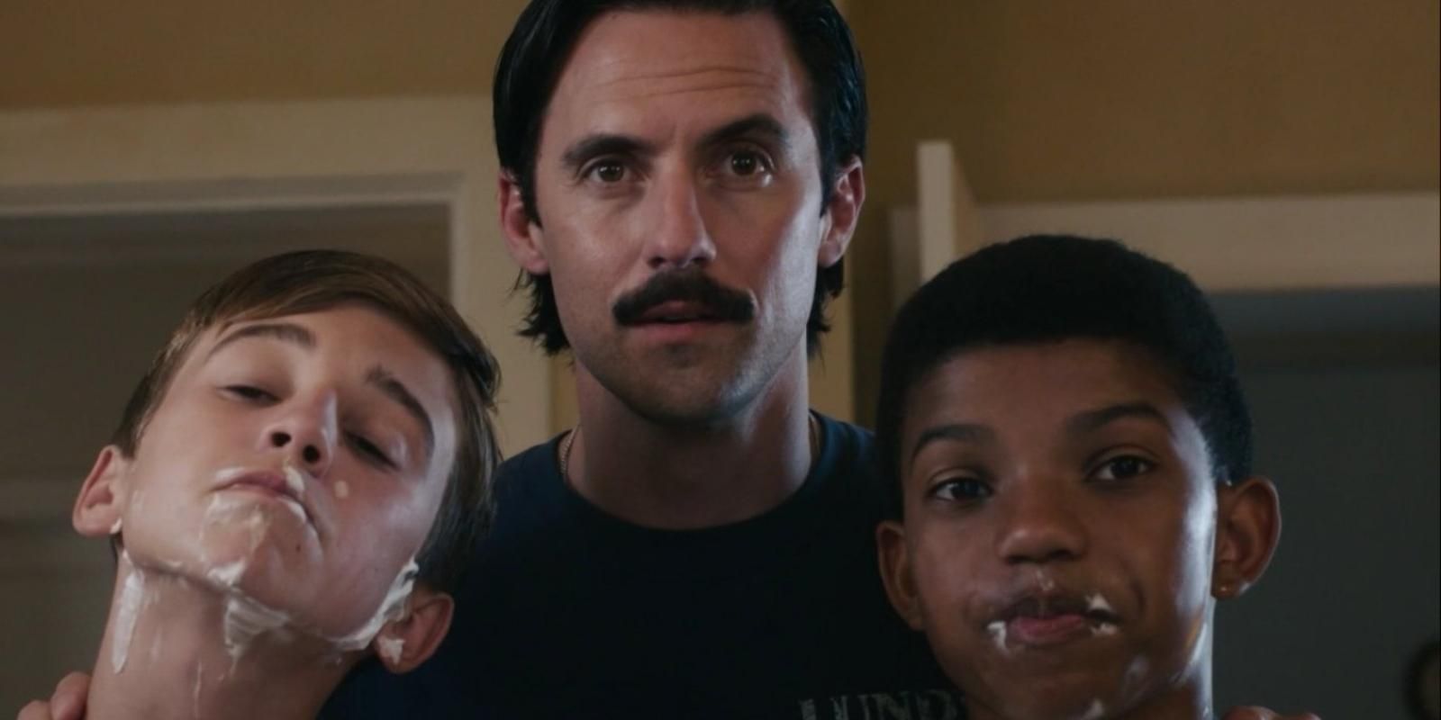 Jack Pearson watches Kevin and Randall shave in This Is Us