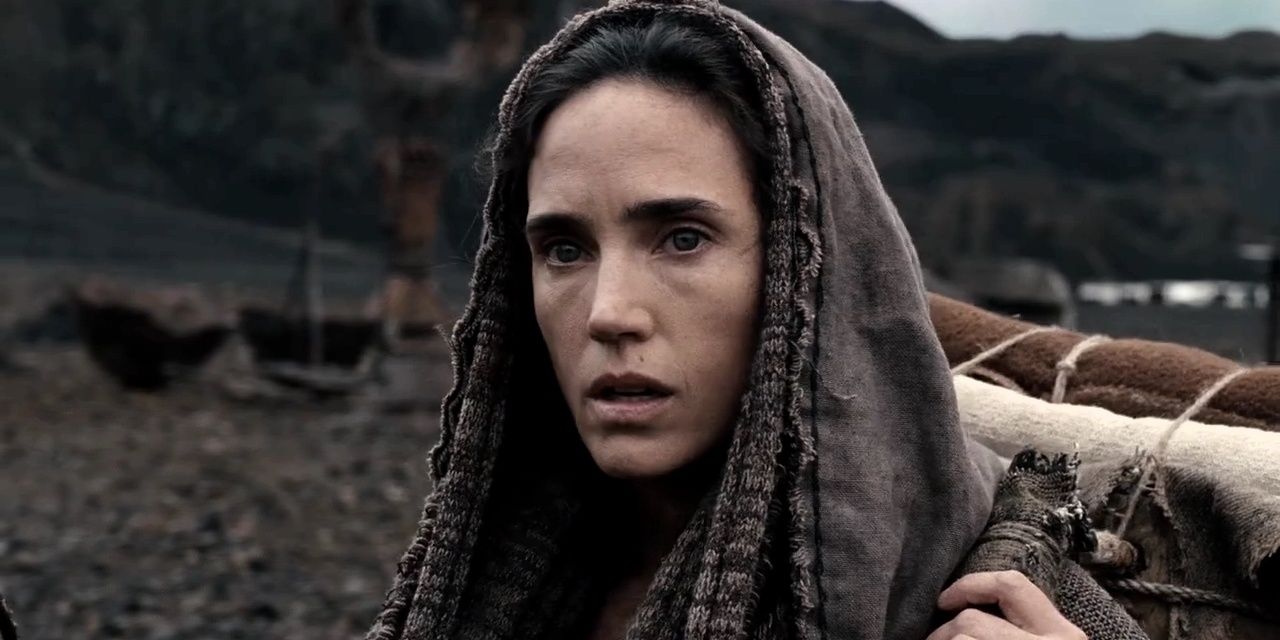 Jennifer Connelly with a scarf on her head in Noah 