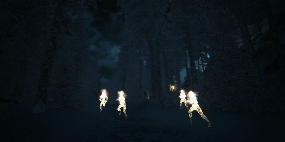 Images run away in the night in Kholat
