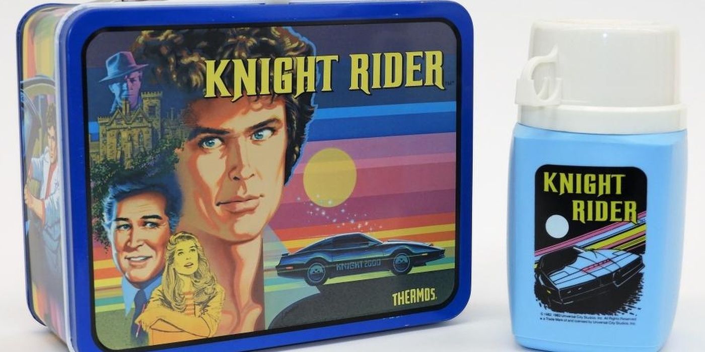 An image shows a vintage Knight Rider Luncbox