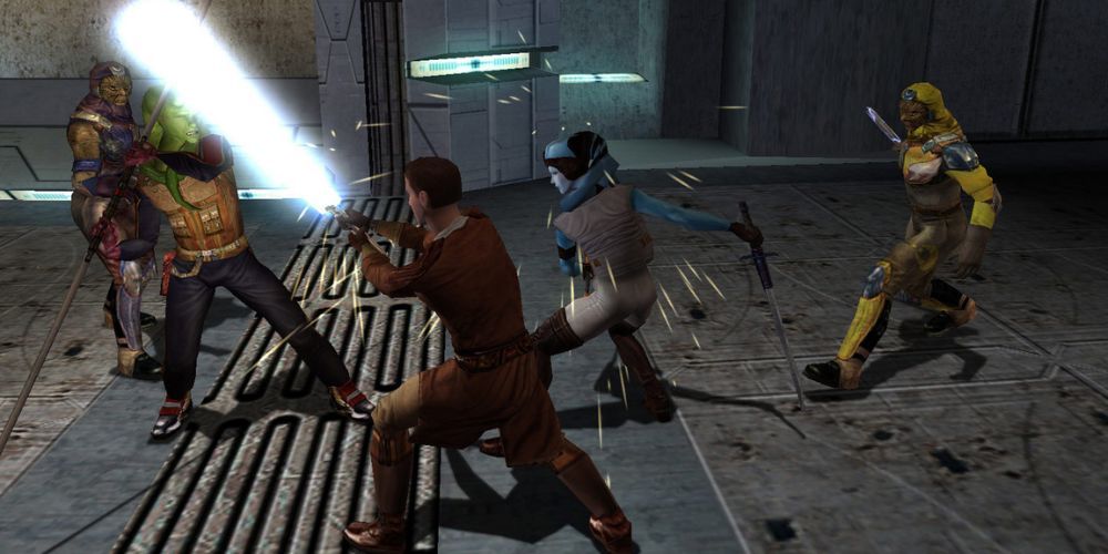 A group of Jedi enter battle in Knights of the Old Republic