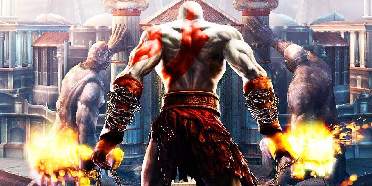 Kratos approaches the Temple of the Fates in God of War II 