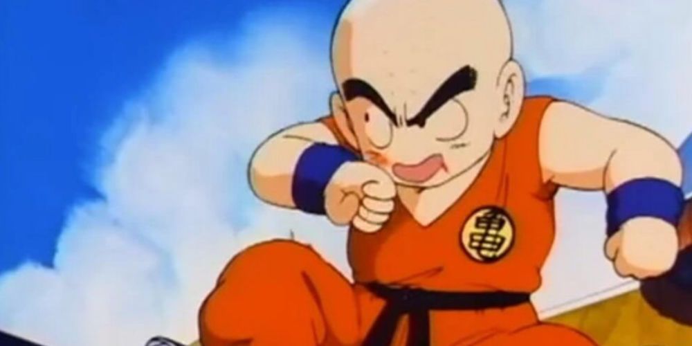 Krillin showcasing the ability to fly