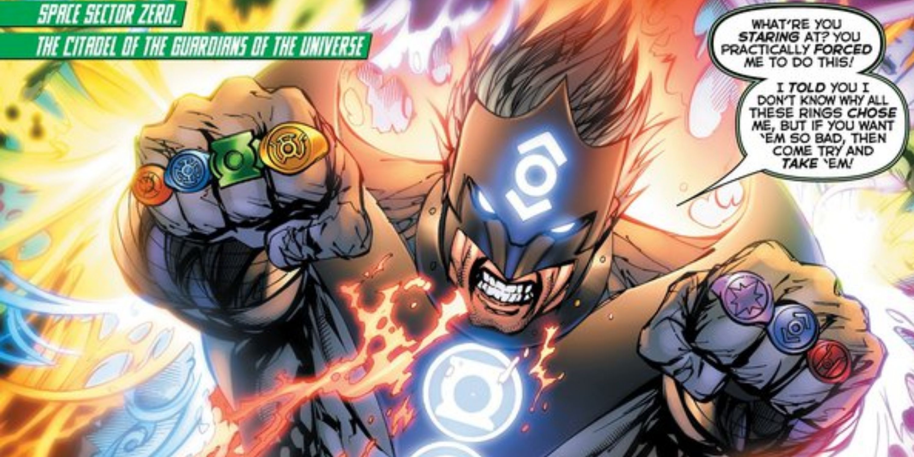 Kyle Rayner using the power of all the power rings