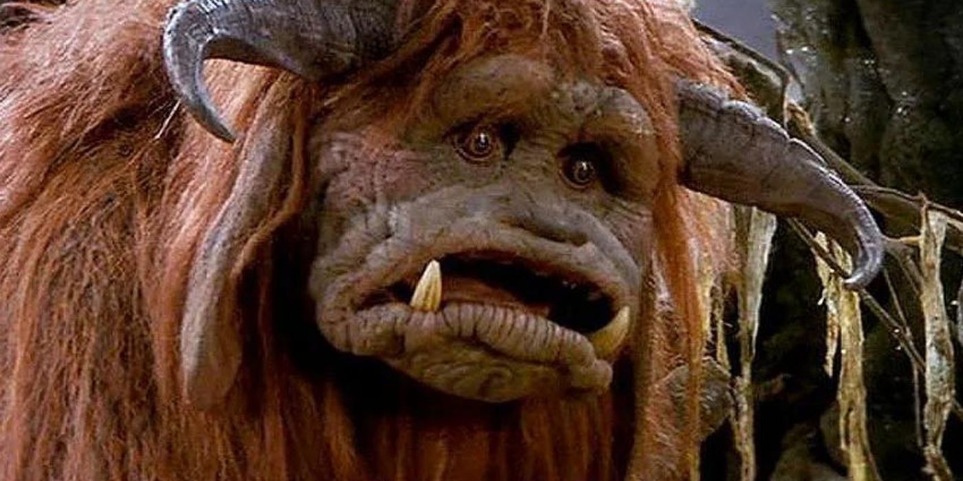 Ludo with its mouth opened in Labyrinth.