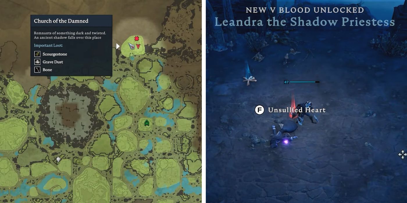 Leandra The Shadow Priestess Boss Fight and Map Location In V Rising