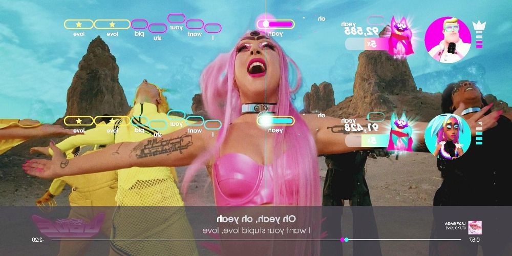 A singer extends her arms in Let&rsquo;s Sing